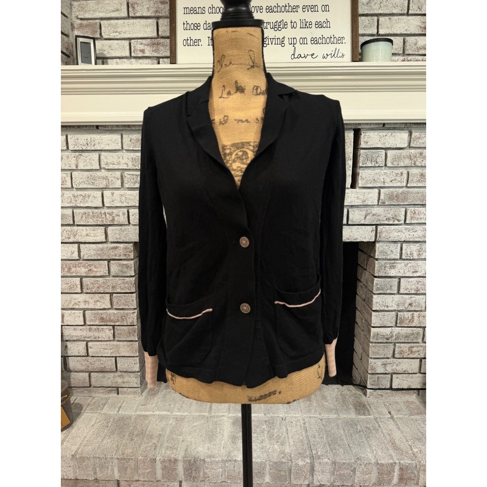 Marc‎ by Marc Jacobs Cardigan Women XS Black Pink Silk Cashmere Preppy Sweater